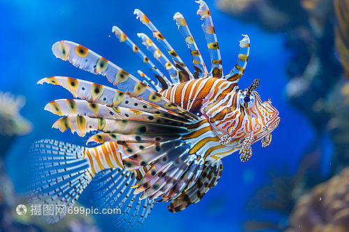 獨(dú)特花紋的獅子魚
