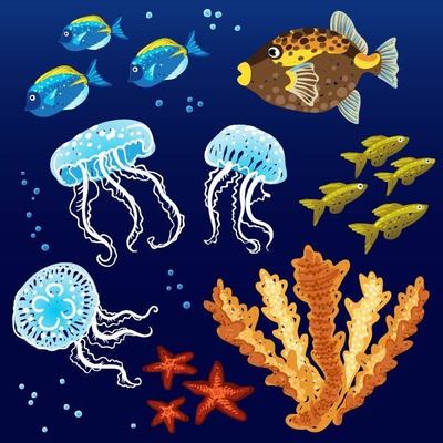 手繪海洋生物素材