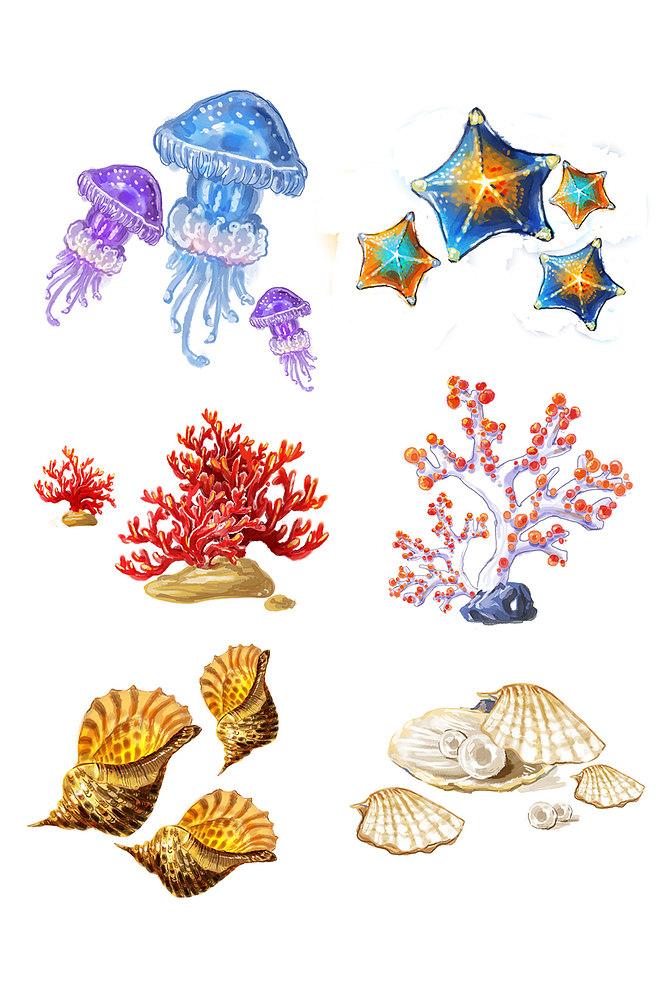 海洋無脊椎生物珊瑚素材 卡通水母